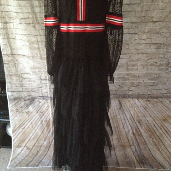 Black lace long sleeve layered maxi dress - Picture 6 of 7